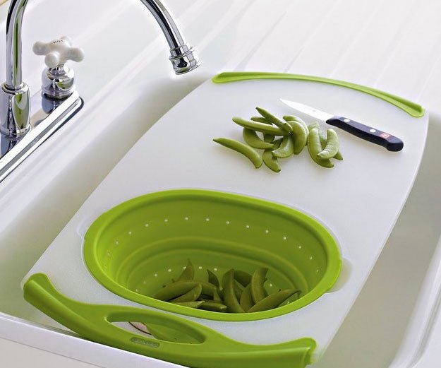 Over The Sink Cutting Board + Strainer